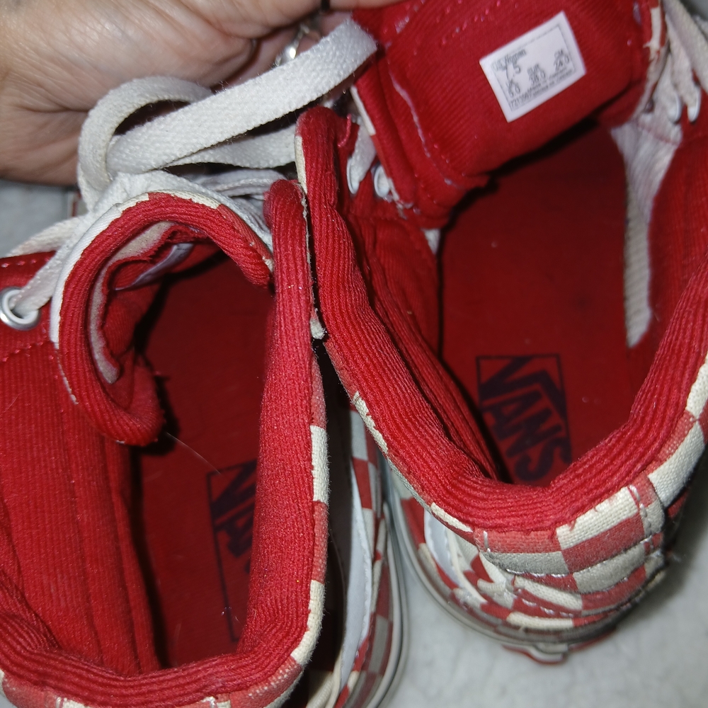 Vans Kids Red and White Checkered Shoes
